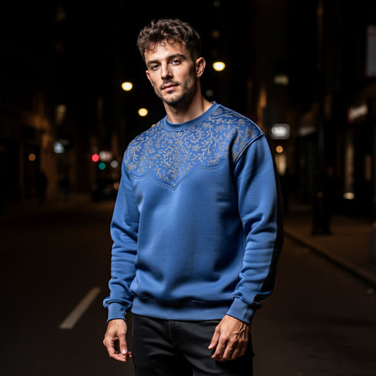 Blue cashmere collar design dress